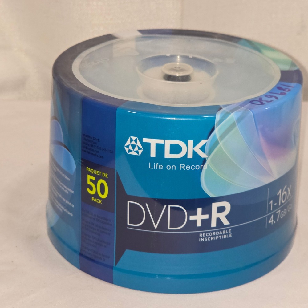 TDK 50 Pack DVD+R 4.7GB 16x Recordable Media Spindle Sealed‎